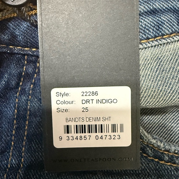 NWT One Teaspoon Dirty Indigo Bandit Denim High Rise Denim Shorts Size 25 - Picture 6 of 6